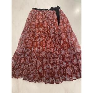 Boho 90’s romantic goth whimsigoth paisley adjustable Tiered maxi Velvet ties